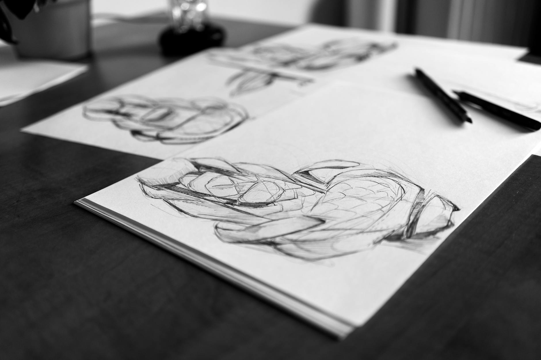 seat sketch paper on table